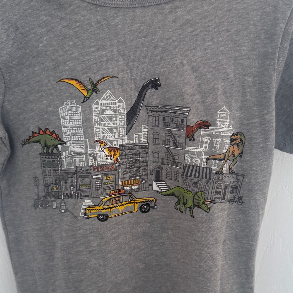 J. Crew Factory Gray Kids T-Shirt with Dinosaur City Print - Picture 3 of 4
